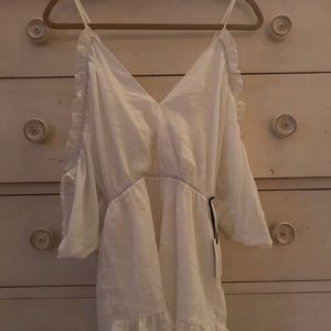 Lovers + friends white open shoulder romper